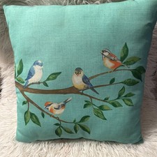 Teal Birds on Branch Decorative Square Throw Pillow, Nature Theme