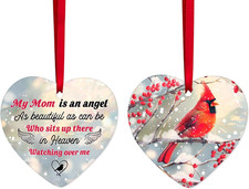 Gifts for Christmas, Cardinal Christmas Ornament Ceramic Heart-Shapped, Cardinal