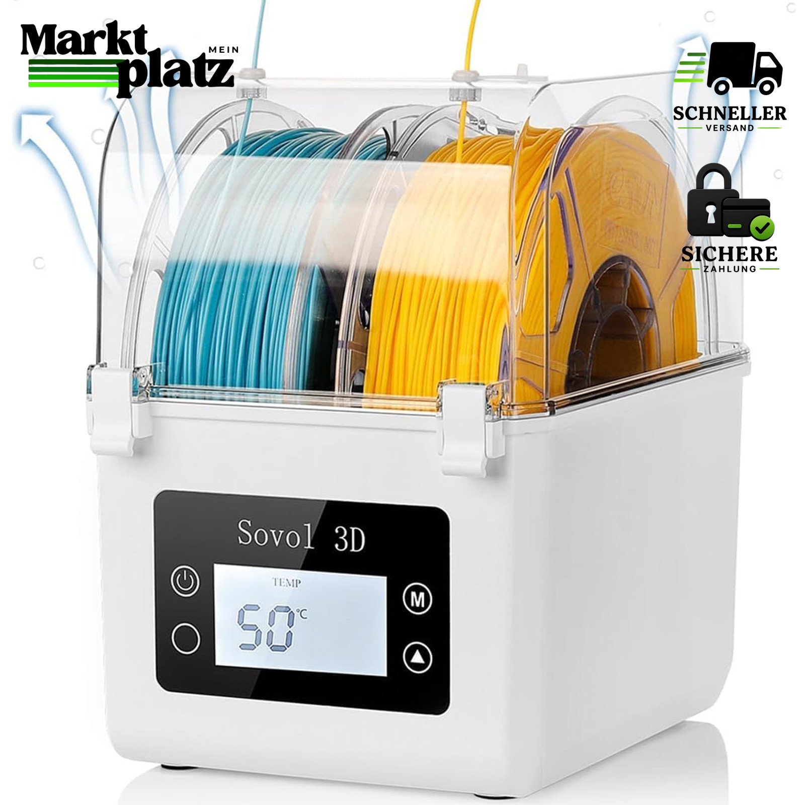 Filament Trockner SH01 für 1,75mm-2,85mm PLA PETG TPU ABS mit Upgraded Fan