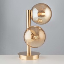 Large Modern Satin Gold Lamp With 2 Light Spheres Luxury LGT 170