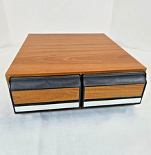 Vintage 1970s Wal-Mart Audio Cassette Tape Storage Case 2 Drawer Faux Wood Grain
