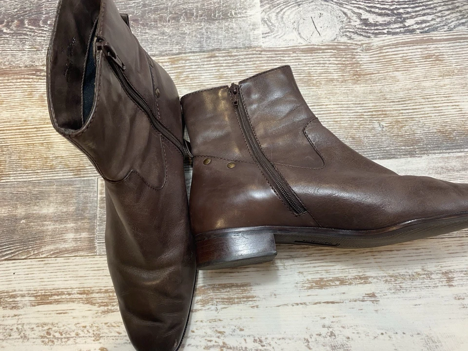 Talbots Womens Ankle Boots Leather Brown Zip Up Size 7B - Image 2 of 4