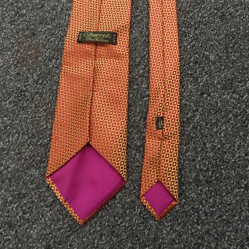 Corbata Charvet Para Hombre Seda Hecha en Francia Oro Rojo Geométrico Patrón Diamante Lujo - Imagen 4 de 6