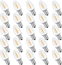 25 Pack C7 Clear Led Replacement Christmas Light Bulb, C7 E12 Base 120V Waterpro