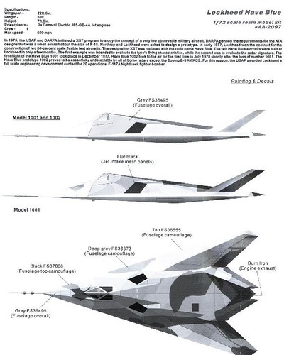 Anigrand Models 1/72 LOCKHEED HAVE BLUE Stealth Aircraft - Picture 3 of 4
