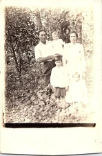 Antique RPPC Family Portrait w Children Outdoors c1910 Rural Americana