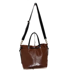 Auth jack gomme - Dark Brown Black Coated Canvas Leather Tote Bag