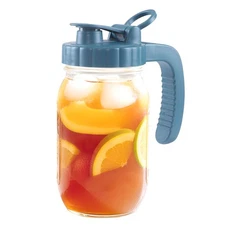 Mason Jar Pitcher 32 OZ With Pour Spout Lids 1 Quart Wide Mouth Water Airtight