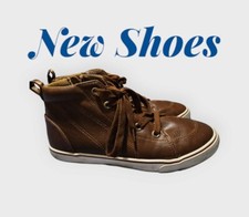 Cat Jack Florian Sneakers High Top Zip Up Leather Shoes Brown Youth Boys 3