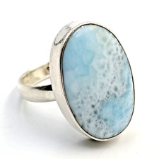 Sterling Silver 925 Oval Larimar Statement Ring Sz 9