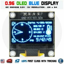 0.96" I2C IIC 128X64 LED OLED LCD  Display Module for Arduino Blue Color SSD1306