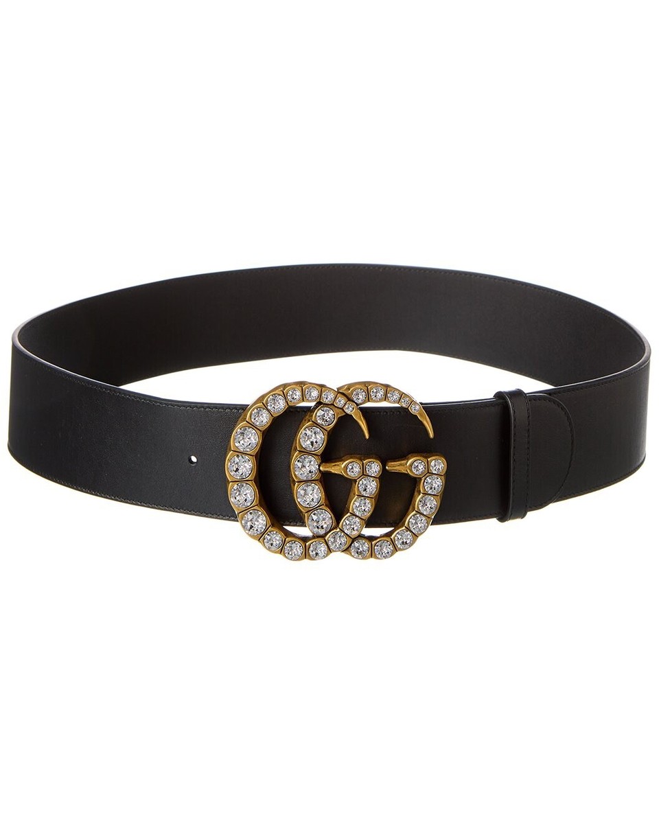 Gucci Extra Wide Calfskin Crystal Double G Waist Belt Size  display picture 1