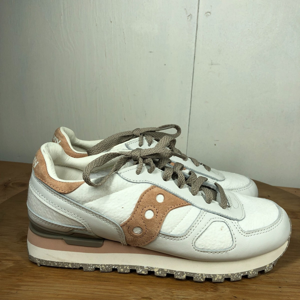 Saucony Shoes Womens Shadow Sneakers White Leather Casual