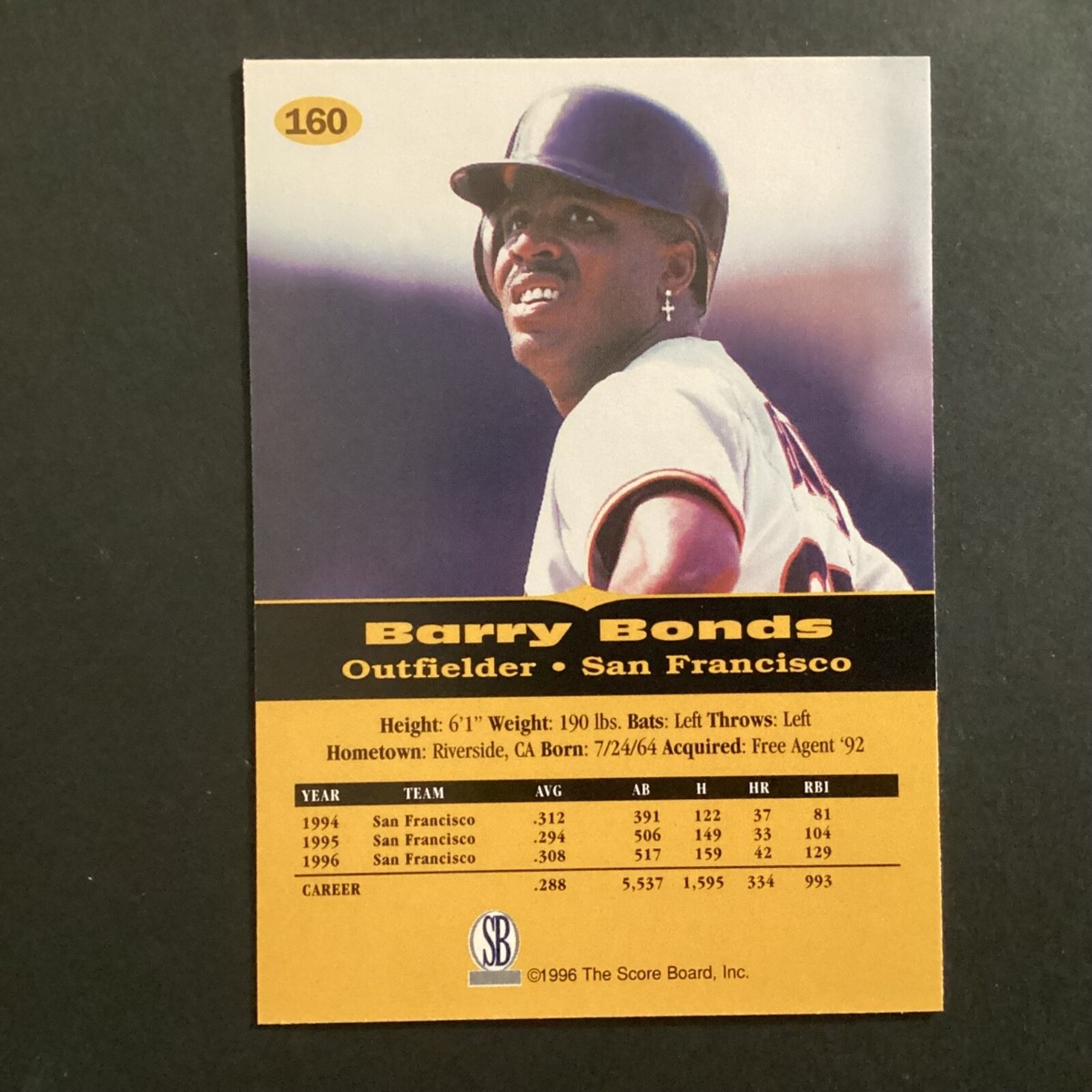 1996-97 Score Board All Sport Plus PPF Barry Bonds #160 Ex | eBay
