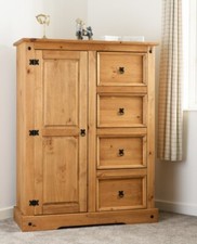1 Door 4 Drawer Low Wardrobe H145cm x D46cm x W110cm CORONA