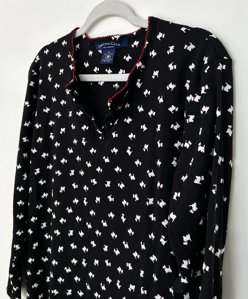 复古 Charter Club Intimates M Scotty 女式短睡衣棉 — 第 2/4 张图片