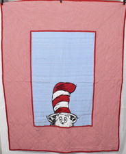 Pottery Barn Kids Dr Seuss The Cat in The Hat Twin Quilt Red Gingham Embroidered