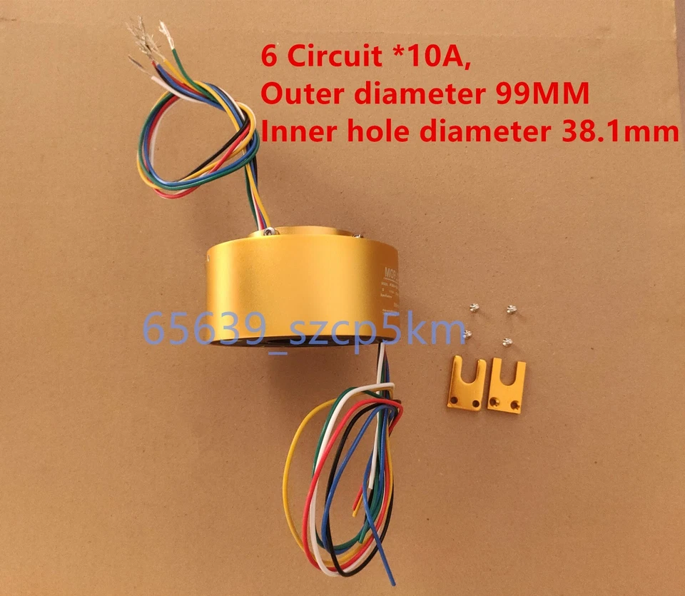 1PC 6 Circuit/10A Hollow Shaft Slip Ring Slip Ring Through Hole Dia.38.1mm - Image 2 of 4