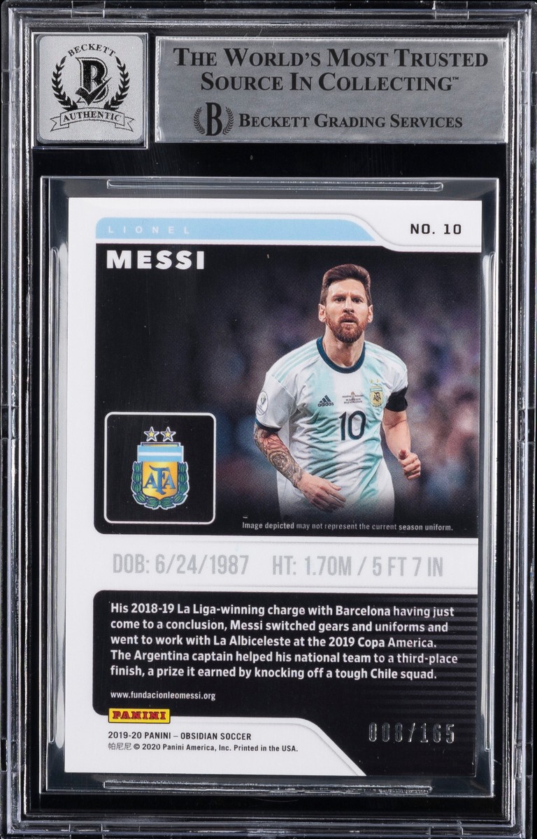2019-20 Panini Obsidian Lionel Messi /165 #10 BGS MINT 9 BAS Auto