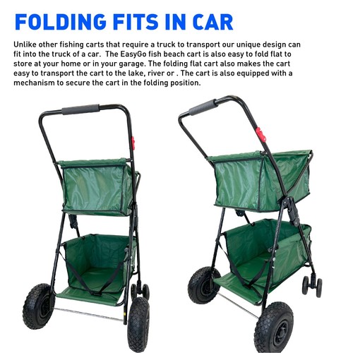 Fishing Cart Wagon - Holds 5 Fishing Poles – LARGE Air Wheels – Cooler Platform - Picture 2 of 9