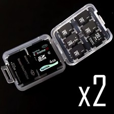 2 Pcs Transparent 8-in-1 Micro-SD SDHC TF MS MMC Memory Card Storage Case Boxes