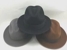 STETSON Rhineback Wool and Fur Blend Men's Fedora Hat made in USA 2 1/4" Brim Bl