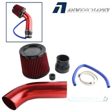 New Inlet Pipe Power Flow Hose Cold Air Intake Filter System Accessories Kit Red