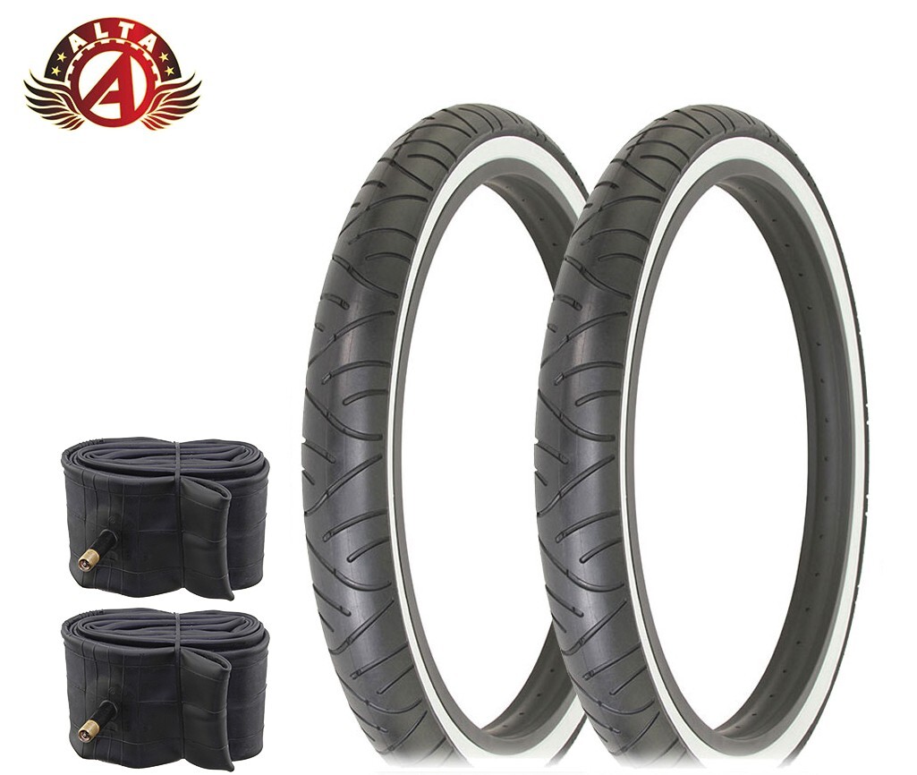 2 ALTA BICYCLE FAT BMX/ELECTRIC WHITEWALL 24x3.00 BICYCLE SLICK TIRES w/Tubes.