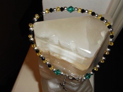WOMEN HANDMADE 9" 4 MM STERLING SILVER & CRYSTAL BEADED ANKLE BRACELET CHAIN - Picture 4 of 10