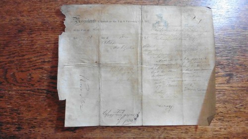 1845 MARITIME SEAMAN'S INDENTURE JOSEPH WOOD TO THOMAS HOPPER OF STOCKTON - Imagen 4 de 5