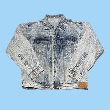 Vintage 1990s Pan Asia Brasfa Jeans Acid Wash Snap Up Denim Jacket Size M