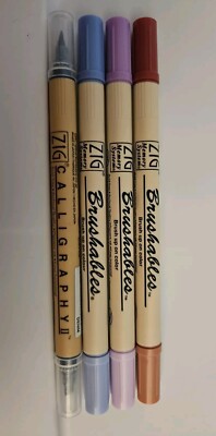 Zig Memory System Brushables Dual Tip Marker & Calligraphy Marker Set Of 4