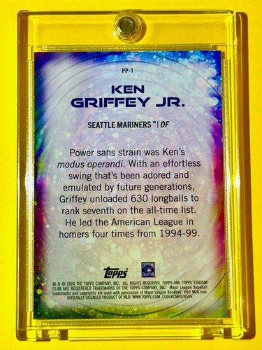Ken Griffey Jr RARE REFRACTOR SP POWER PACKED TOPPS STADIUM CLUB INSERT - MINT! - Picture 6 of 6