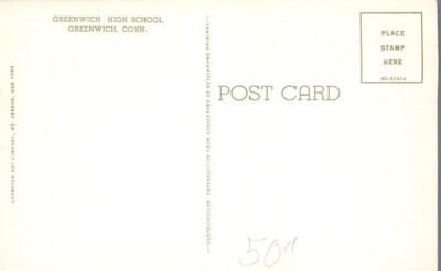 Greenwich High School Greenwich Connecticut 1954 Postcard | eBay