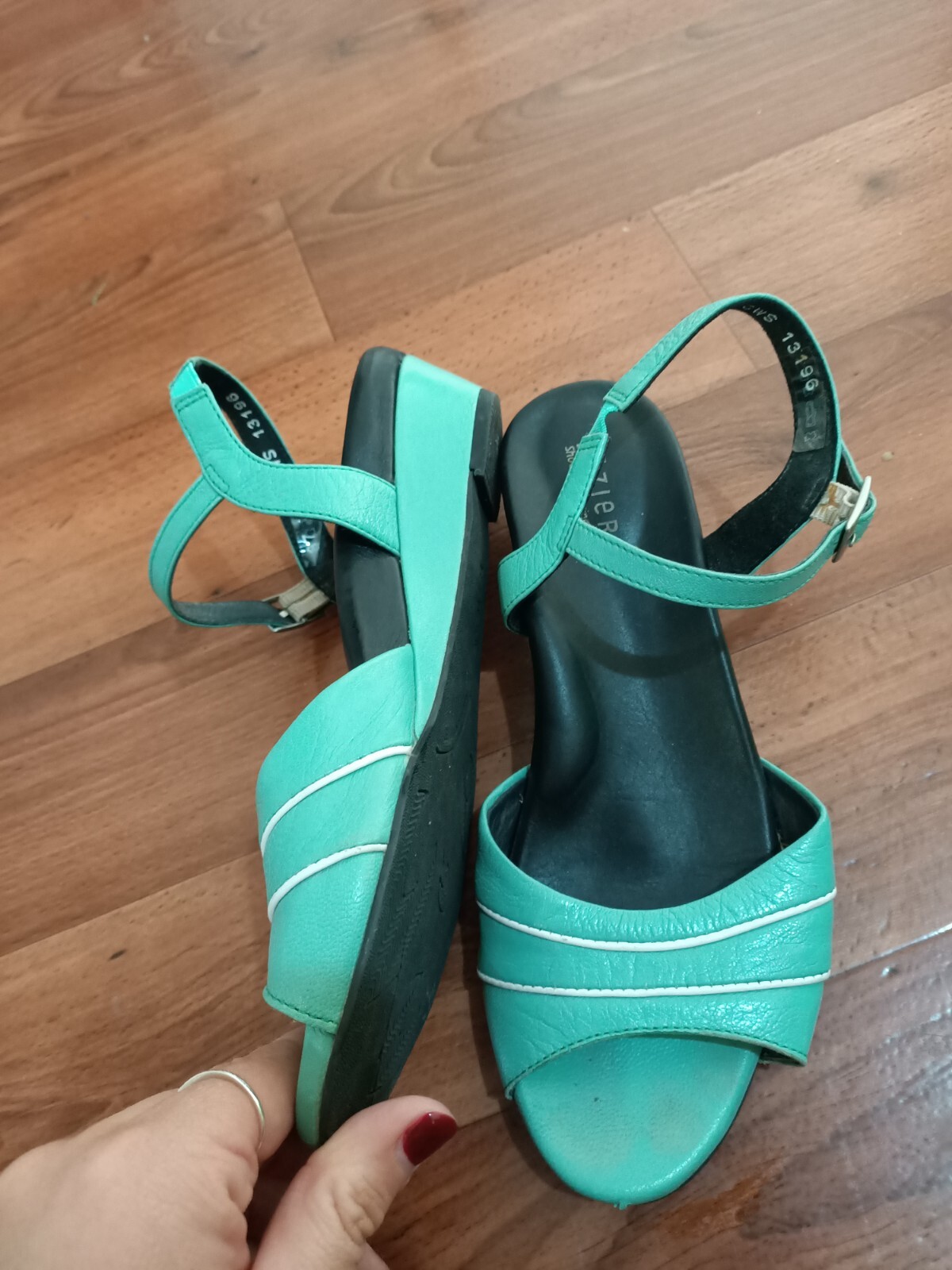 ZIERA size 37 mint green strappy sandal open toe comfort shoe buckle eBay