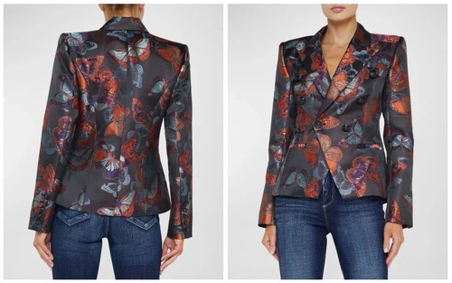 NEU L'AGENCE Marie Zweireiher Blazer Multi Schmetterling Jacquard - Bild 3 von 6
