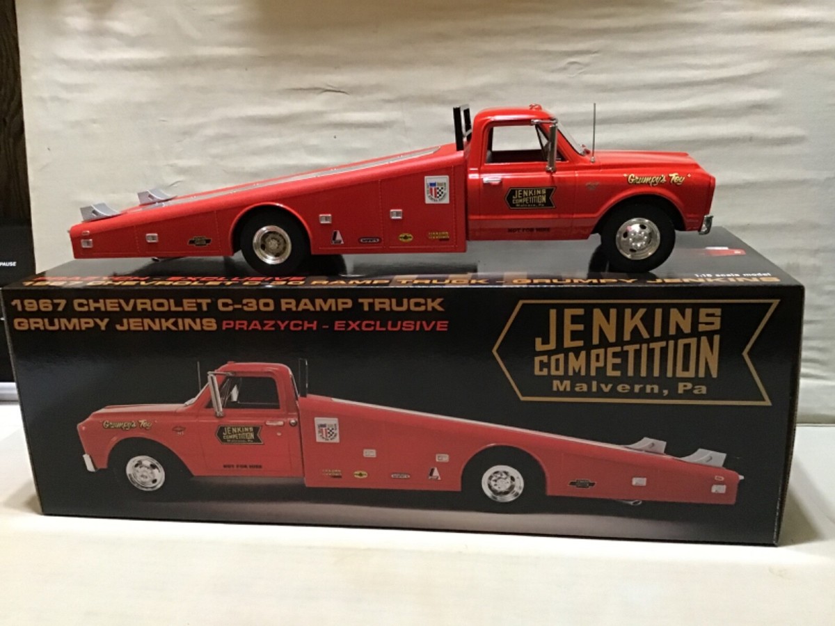 JENKINS GRUMPY RED 1967 CHEVROLET DIECAST RAMP TRUCK CAR HAULER 1