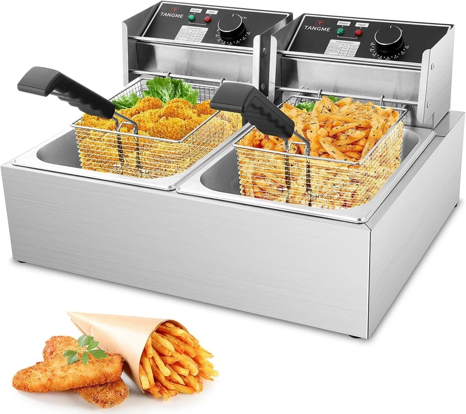 20L Öl-Fritteuse 5000W Große Doppel-Fritteuse Air fryer mit 2 Frittierkörbe - Bild 2 von 4