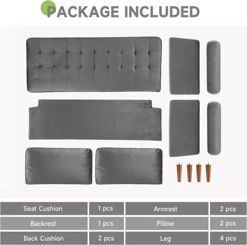 2 Sitzer Sofa Loveseat Kleine Sofa mit 2 Kissen und Armlehnen Sofa Set Loungsofa - Bild 23 von 42