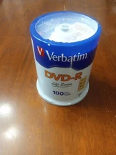 New Never Opened Verbatim Life Series 16x DVD-R Discs 4.7 GB - Pack of 100 