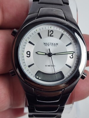 Men's Waltham New York WNY009 Gun Metal Ana-Digi Quartz Watch Needs Battery