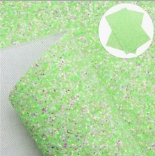 Super Chunky Glitter FAUX LEATHER ROLL 12" x 55" FULL ROLL Fluorescent Green