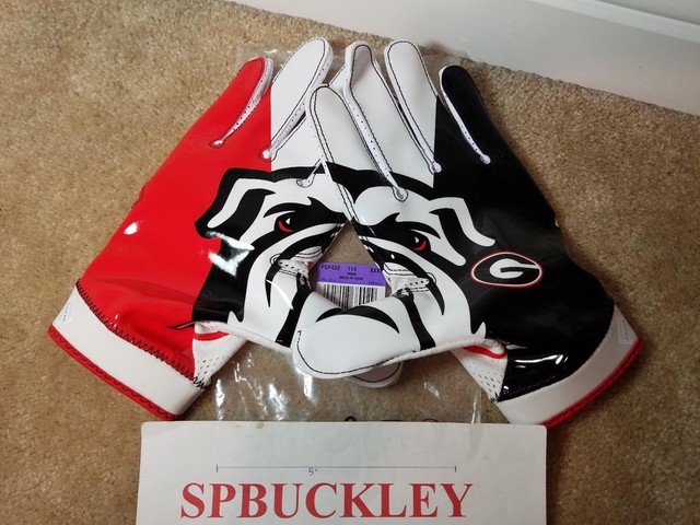 NIKE SUPERBAD 4 NCAA GEORGIA BULLDOGS PADDED RECEIVER FOOTBALL GLOVES