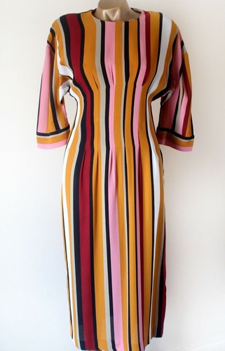 ZARA DRESS PRINTED MIDI DRESS WITH REMOVABLE BLACK BELT AND ZIP SIZE S NEW - Picture 8 of 11