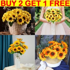 7 Heads Artificial Decor Fake Home Bouquet Sunflower Silk Flowers Garden Wedding