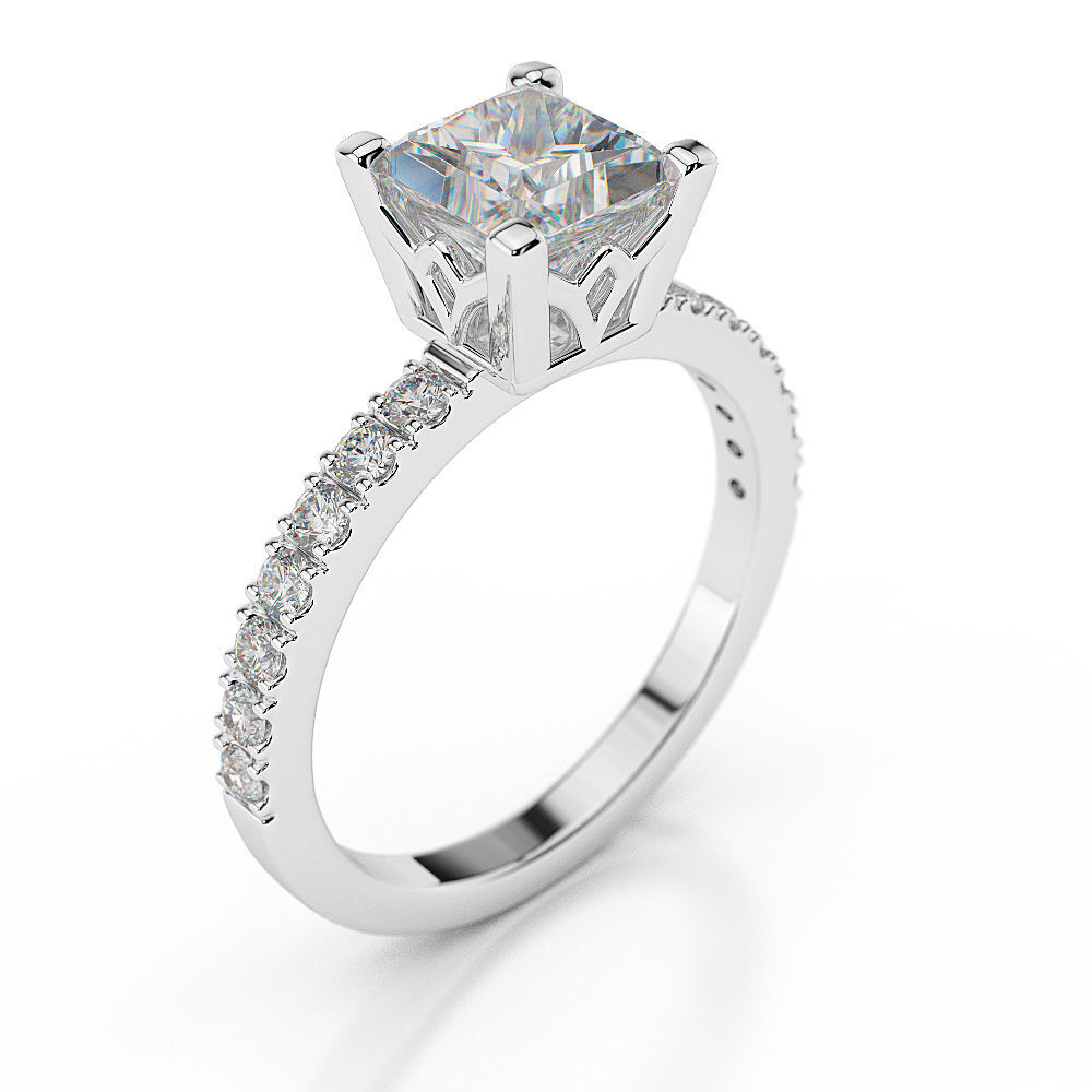 2 CT Diamond Engagement Ring Princess Cut D/VS1 14K White Gold Size 7 ...