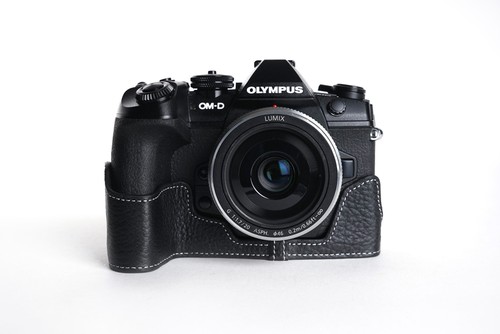 Real Leather Half Camera Case Bag Cover for Olympus OM-D E-M1 Mark II III - Picture 41 of 45