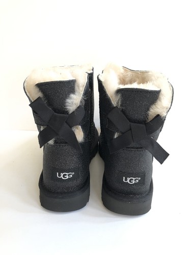 UGG CLASSIC MINI BAILEY BOW SPARKLE GLITTER BLACK BOOT US 7 / EU 38 / UK 5 - Afbeelding 1 van 5