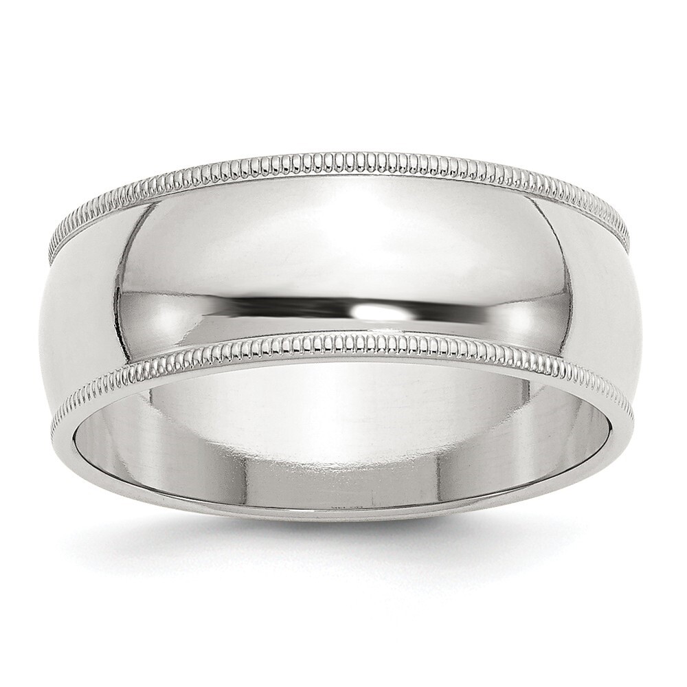 8mm Milgrain Sterling Silver Wedding Band Mens Women Ring Size 4 to 13.5-image