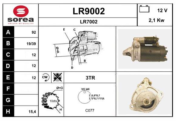 Démarreur SNRA LR9002 de haute précision mécanique pour Rover 110